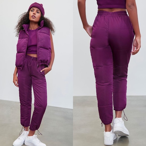 Forever 21 Pantone Quilted Joggers Snow Pants PURPLE NEW - Picture 1 of 6